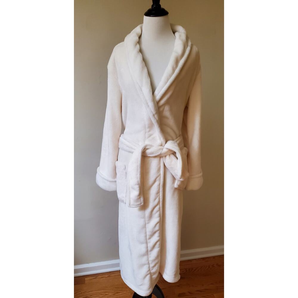 Natori Women's‎ Plush Robe Size S Soft Luxury White Ivory Sleep Belted Pockets